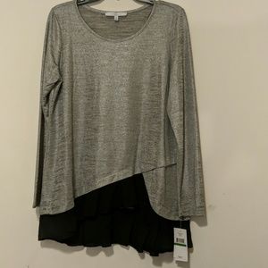 Silver top with long sleeve